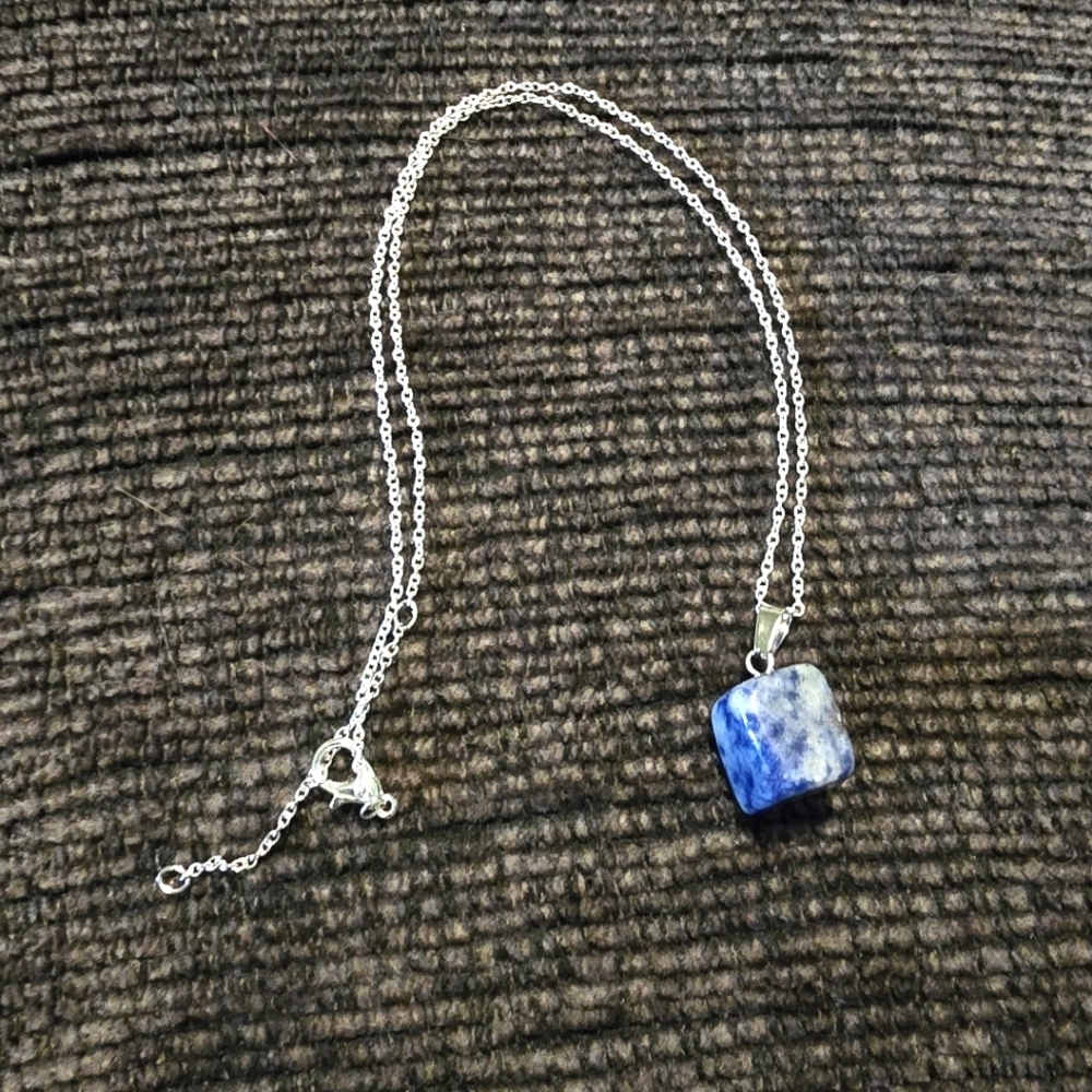 Squared Lapis Lazuli Crystal Necklace